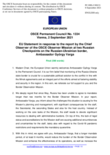 Statement by the Slovenian EU Presidency in response to the report by the Chief Observer of the OSCE Observer Mission at two Russian checkpoints on the Russian-Ukrainian border, Ambassador György Varga