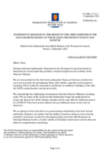Statement by the Delegation of Norway in response to the report by the Chief Observer of the OSCE Observer Mission at two Russian checkpoints on the Russian-Ukrainian border, Ambassador György Varga