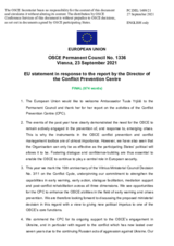 Statement by the Slovenian EU Presidency in response to the report by the Director of the Conflict Prevention Centre, Ambassador Tuula Yrjölä