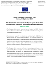 Statement by the Slovenian EU Presidency in response to the report by the Head of the OSCE Mission in Kosovo, Ambassador Michael Davenport