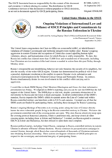 Statement by the Delegation of the United States of America on Russia’s ongoing aggression against Ukraine and illegal occupation of Crimea
