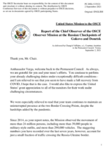 Statement by the Delegation of the United States of America in response to the report by the Chief Observer of the OSCE Observer Mission at two Russian checkpoints on the Russian-Ukrainian border, Ambassador György Varga