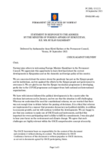 Statement by the Delegation of Norway in response to the address by the Minister for Foreign Affairs of Kyrgyzstan, H.E. Mr. Ruslan Kazakbaev