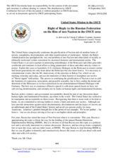 Statement by the Delegation of the United States of America in response to the statement by the Delegation of the Russian Federation on the rise of neo-Nazism in the OSCE area as a consequence of the Munich Agreement of 1938