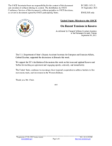 Statement by the Delegation of the United States of America on the situation in the north of Kosovo and agreed conclusions in Brussels on 30 September 2021
