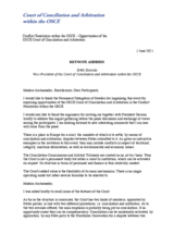 Address by Erkki Kourula, Vice-President of the Court of Conciliation and Arbitration within the OSCE, at the seminar on ‘Conflict Resolution within the OSCE’