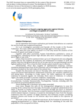 Statement by the Delegation of Ukraine on Russia’s ongoing aggression against Ukraine and illegal occupation of Crimea