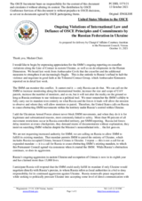 Statement by the Delegation of the United States of America on Russia’s ongoing aggression against Ukraine and illegal occupation of Crimea
