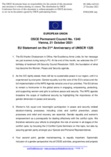 Statement by the Slovenian EU Presidency on the 21st anniversary of United Nations Security Council resolution 1325 on women, peace and security