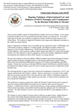 Statement by the Delegation of the United States of America on Russia’s ongoing aggression against Ukraine and illegal occupation of Crimea