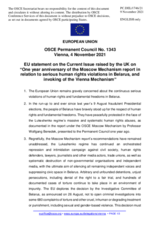 Statement by the Slovenian EU Presidency on the 1st anniversary of the issuance of a report under the Moscow Mechanism in relation to serious human rights violations in Belarus, and invocation of the Vienna Mechanism