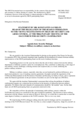 Statement by the Delegation of the Russian Federation on “Mil-to-Mil Contacts on Doctrines”