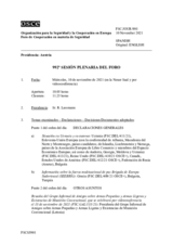 Diario de la 992ª Sesión plenaria del Foro de Cooperación en materia de Seguridad
