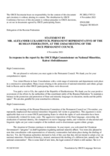 Statement by the Delegation of the Russian Federation in response to the report by the High Commissioner on National Minorities, Ambassador Kairat Abdrakhmanov