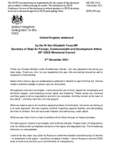 H.E. Ms. Elizabeth Truss, Secretary of State for Foreign, Commonwealth and Development Affairs