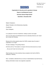 Report to the Ministerial Council by the OSCE Secretary General Helga Maria Schmid Report to the Ministerial Council by the OSCE Secretary General Helga Maria Schmid