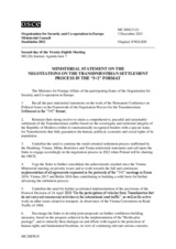 MINISTERIAL STATEMENT ON THE NEGOTIATIONS ON THE TRANSDNIESTRIAN SETTLEMENT PROCESS IN THE “5+2” FORMAT
