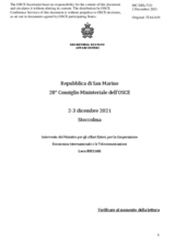 H.E. Mr. Luca Beccari, Minister of Foreign Affairs