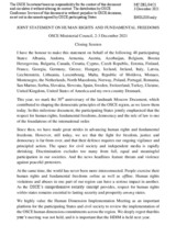 Joint Statement on Human Rights and Fundamental Freedoms