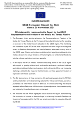 Statement by the Slovenian EU Presidency in response to the report by the OSCE Representative on Freedom of the Media, Ms. Teresa Ribeiro