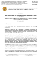 Statement by the Delegation of Armenia on the “Code of Conduct, With a Particular Emphasis on the Integration of Women in Armed Forces”
