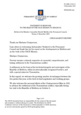 Statement by the Delegation of Norway in response to the report by the Head of the OSCE Mission to Moldova, Dr. Claus Neukirch