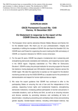 Statement by the Slovenian EU Presidency in response to the report by the Director of the OSCE Office for Democratic Institutions and Human Rights (ODIHR), Mr. Matteo Mecacci