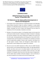 Statement by the Slovenian EU Presidency on latest political developments in Bosnia and Herzegovina