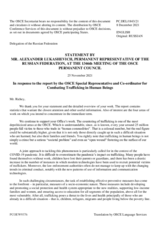 Statement by the Delegation of the Russian Federation in response to the report by the OSCE Special Representative and Co-ordinator for Combating Trafficking in Human Beings, Mr. Valiant Richey