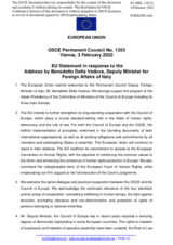 Statement by the French EU Presidency in response to the address by the Chair of the Committee of the Ministers of the Council of Europe, Deputy Minister of Foreign Affairs of Italy, H.E. Mr. Benedetto Della Vedova