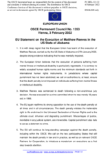 Statement by the French EU Presidency on the execution of Mr. M. Reeves in the state of Alabama, United States of America