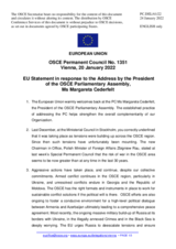 Statement by the French EU Presidency in response to the Presentation by the president of the OSCE Parliamentary Assembly, Ms. Margareta Cederfelt