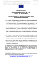 Statement by the French EU Presidency on the referendum on constitutional amendments in Serbia and Priština’s prevention of the OSCE Mission in Kosovo’s (OMiK) assistance in conducting the vote