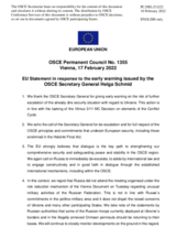 Statement by the French EU Presidency in response to the letter from the Secretary General concerning early warning with regard to the situation in and around Ukraine and the wider region