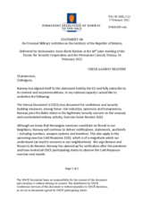 Statement by the Delegation of Norway on the Activation of Paragraph 16.3 of the Vienna Document 2011 on Confidence- and Security‑Building Measures
