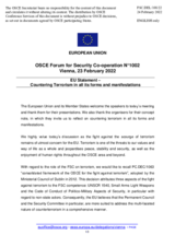Statement by the French EU Presidency on “Countering Terrorism In All Its Forms And Manifestations”