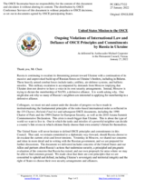 Statement by the Delegation of the United States of America on Russia’s ongoing aggression against Ukraine and illegal occupation of Crimea