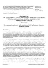 Statement by the Delegation of the Russian Federation in response to the presentation by the president of the OSCE Parliamentary Assembly, Ms. Margareta Cederfelt