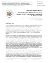 Statement by the Delegation of the United States of America on Russia’s ongoing aggression against Ukraine and illegal occupation of Crimea