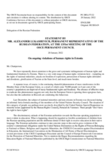 Statement by the Delegation of the Russian Federation on ongoing violations of human rights in Estonia