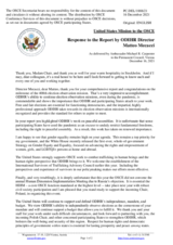 Statement by the Delegation of the United States of America in response to the report by the Director of the OSCE Office for Democratic Institutions and Human Rights (ODIHR), Mr. Matteo Mecacci