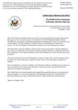 Statement by the Delegation of the United States of America, also on behalf of Canada, on latest political developments in Bosnia and Herzegovina