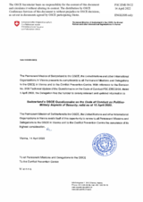 Response by the Delegation of Switzerland to the Questionnaire on the Code of Conduct on Politico-Military Aspects of Security