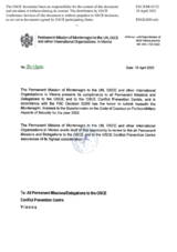 Response by the Delegation of Montenegro to the Questionnaire on the Code of Conduct on Politico-Military Aspects of Security Response by the Delegation of Montenegro to the Questionnaire on the Code of Conduct on Politico-Military Aspects of Security