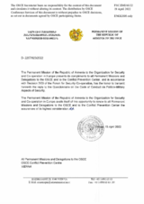 Response by the Delegation of Armenia to the Questionnaire on the Code of Conduct on Politico-Military Aspects of Security