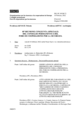 Giornale della 85a Riunione congiunta del Foro di cooperazione per la sicurezza e del Consiglio permanente