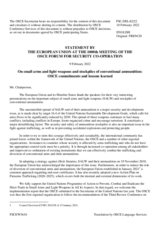 Statement by the French EU Presidency on “Small Arms and Light Weapons and Stockpiles of Conventional Ammunition – OSCE Commitments And Lessons Learned”