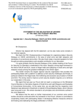 Statement by the Delegation of Ukraine on “Small Arms and Light Weapons and Stockpiles of Conventional Ammunition – OSCE Commitments And Lessons Learned”