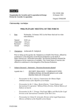 Journal of the 998th Plenary Meeting of the Forum for Security Co-operation