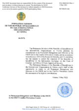 Response by the Delegation of Kazakhstan to the Questionnaire on the Code of Conduct on Politico-Military Aspects of Security